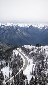 Preview wallpaper mountains, snow, road, peaks, slope