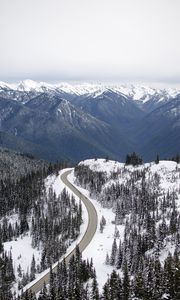 Preview wallpaper mountains, snow, road, peaks, slope