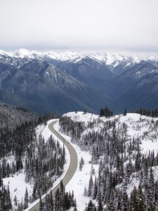 Preview wallpaper mountains, snow, road, peaks, slope