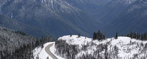Preview wallpaper mountains, snow, road, peaks, slope