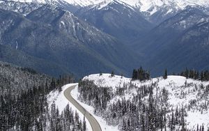 Preview wallpaper mountains, snow, road, peaks, slope