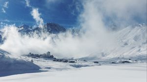 Preview wallpaper mountains, snow, sky, clouds