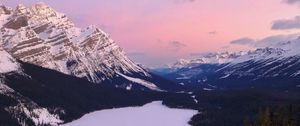 Preview wallpaper mountains, snow, sky, trees, mountain landscape