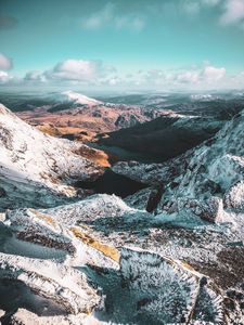 Preview wallpaper mountains, snow, sky, relief, landscape