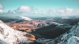 Preview wallpaper mountains, snow, sky, relief, landscape