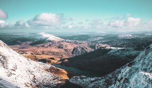 Preview wallpaper mountains, snow, sky, relief, landscape