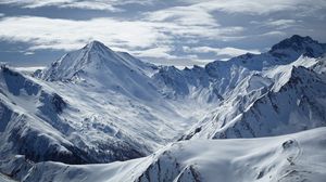 Preview wallpaper mountains, snow, sky, clouds, landscape