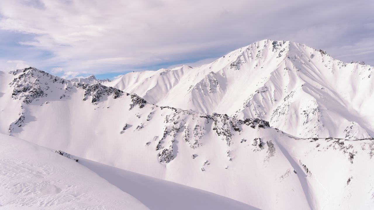 Wallpaper mountains, snow, slope, winter, white