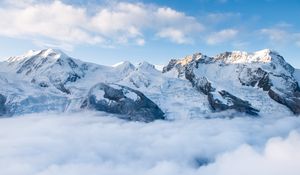 Preview wallpaper mountains, snow, slope, sunshine, nature