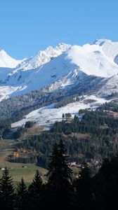 Preview wallpaper mountains, snow, slope, trees, landscape