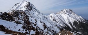 Preview wallpaper mountains, snow, slope, stones