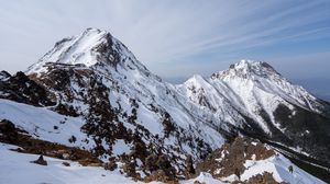Preview wallpaper mountains, snow, slope, stones