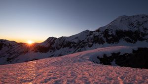 Preview wallpaper mountains, snow, slope, relief, sunset, nature