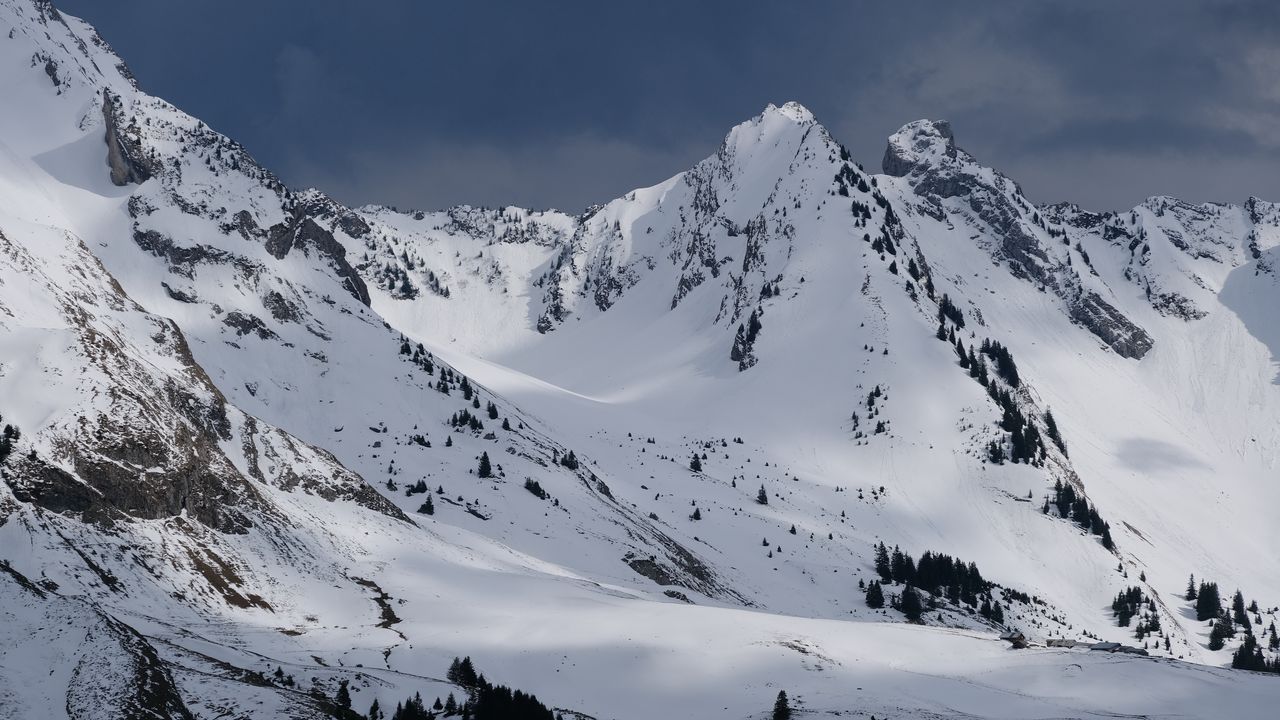 Wallpaper mountains, snow, slope, landscape, nature, sky