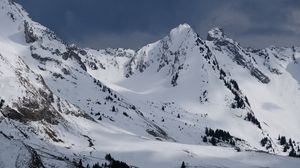 Preview wallpaper mountains, snow, slope, landscape, nature, sky