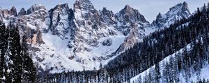 Preview wallpaper mountains, snow, snowy, trees, winter, italy