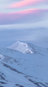 Preview wallpaper mountains, snow, snowy, landscape, dusk