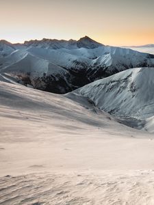Preview wallpaper mountains, snow, snowy, sun