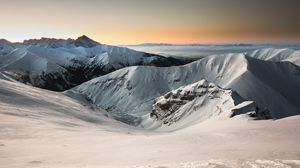 Preview wallpaper mountains, snow, snowy, sun