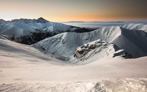 Preview wallpaper mountains, snow, snowy, sun