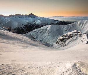 Preview wallpaper mountains, snow, snowy, sun