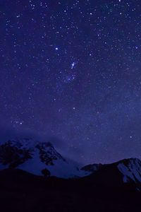 Preview wallpaper mountains, snow, snowy, stars, night