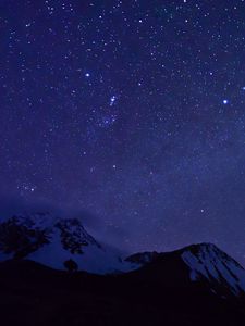 Preview wallpaper mountains, snow, snowy, stars, night