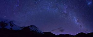 Preview wallpaper mountains, snow, snowy, stars, night