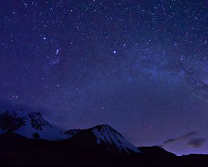 Preview wallpaper mountains, snow, snowy, stars, night