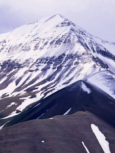 Preview wallpaper mountains, snow, soil, strips, patterns, winter