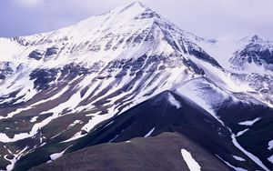 Preview wallpaper mountains, snow, soil, strips, patterns, winter