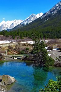 Preview wallpaper mountains, snow, spring, top