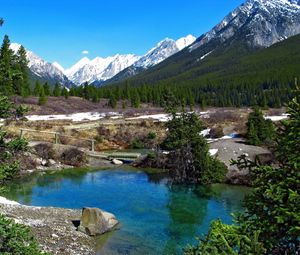 Preview wallpaper mountains, snow, spring, top