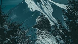 Preview wallpaper mountains, snow, spruce, slope