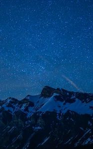 Preview wallpaper mountains, snow, starry sky, night