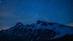 Preview wallpaper mountains, snow, starry sky, night