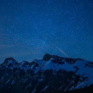 Preview wallpaper mountains, snow, starry sky, night