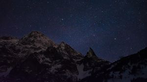 Preview wallpaper mountains, snow, stars, night, dark