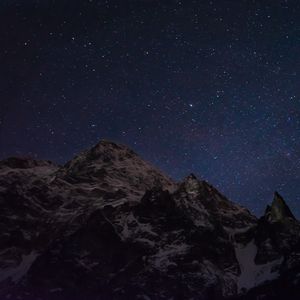 Preview wallpaper mountains, snow, stars, night, dark