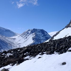 Preview wallpaper mountains, snow, stones, landscape