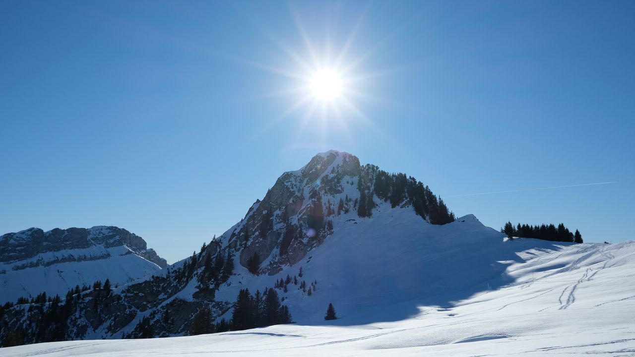 Wallpaper mountains, snow, sun, nature