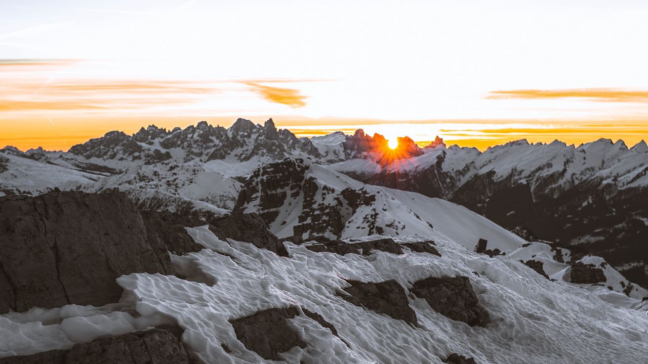 Wallpaper mountains, snow, sunset, nature