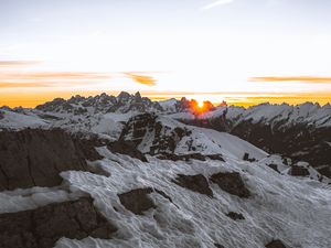 Preview wallpaper mountains, snow, sunset, nature