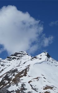 Preview wallpaper mountains, snow, top, sky, clouds