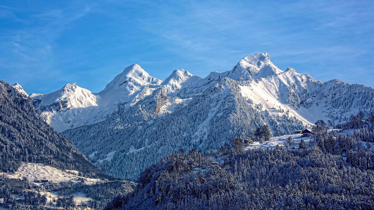 Wallpaper mountains, snow, top, sky