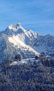 Preview wallpaper mountains, snow, top, sky