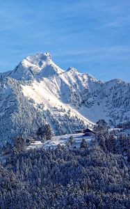 Preview wallpaper mountains, snow, top, sky