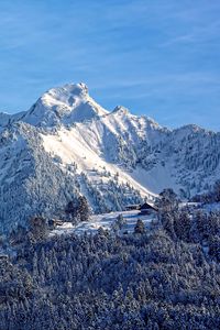 Preview wallpaper mountains, snow, top, sky