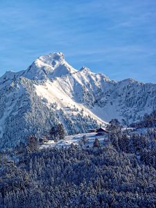 Preview wallpaper mountains, snow, top, sky