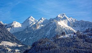 Preview wallpaper mountains, snow, top, sky